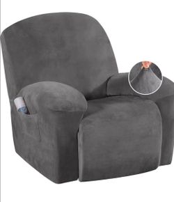 H.VERSAILTEX Velvet Recliner Chair Covers 1-Piece for Reclining Chair, Recliner Cover Feature Thick Luxury and Soft Fabric with Elastic Bottom, Anti-S