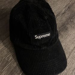 Supreme Ripple Corduroy Small Box 6-Panel Hat (Black)