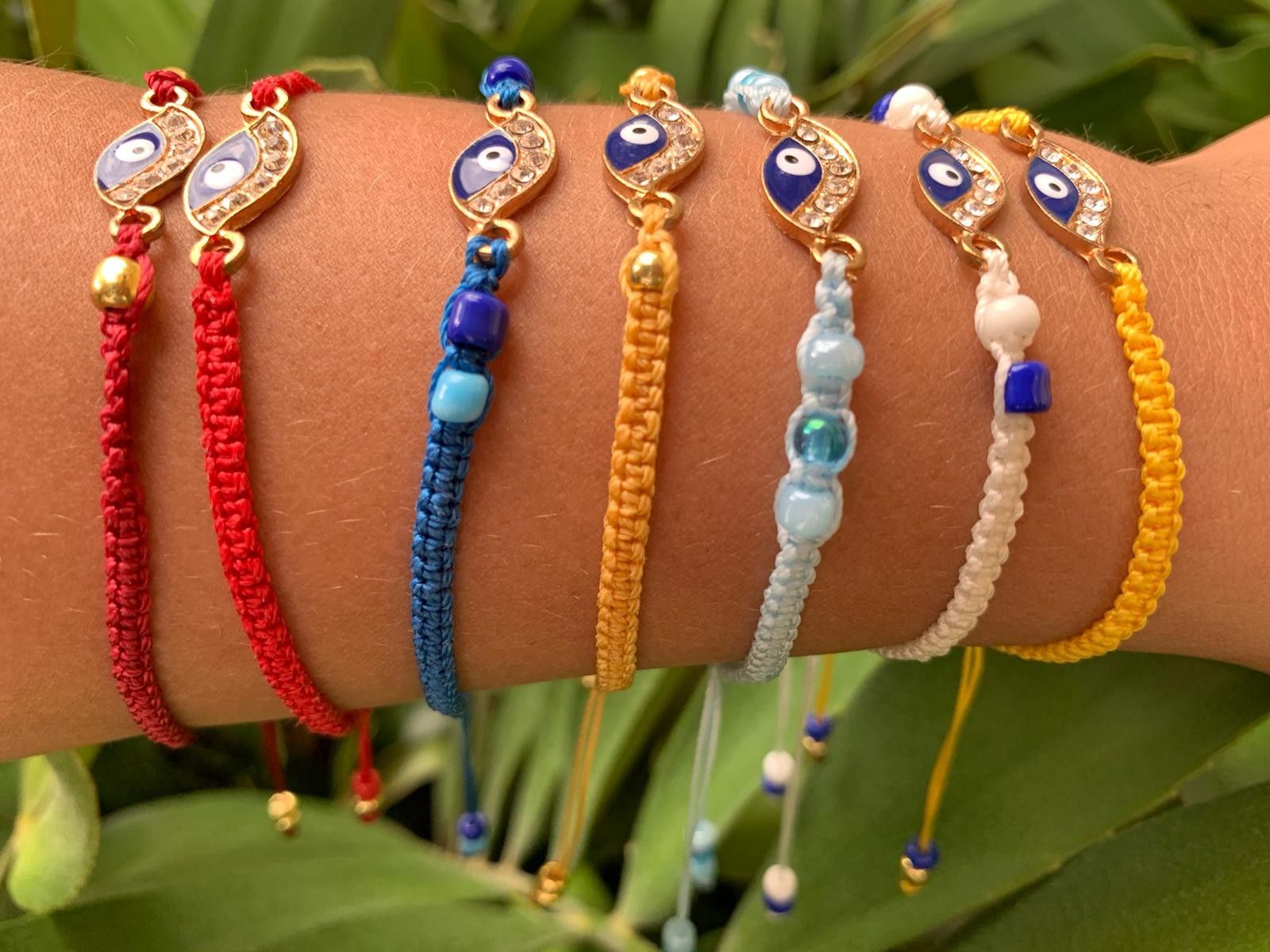 Handmade Macrame Bracelets,. Evil eye. Adjustable. Good Luck. Ojo Turcos