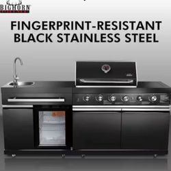 brand New Patio Kitchen Island barbecue Grill Black Stainless Steel Inbox