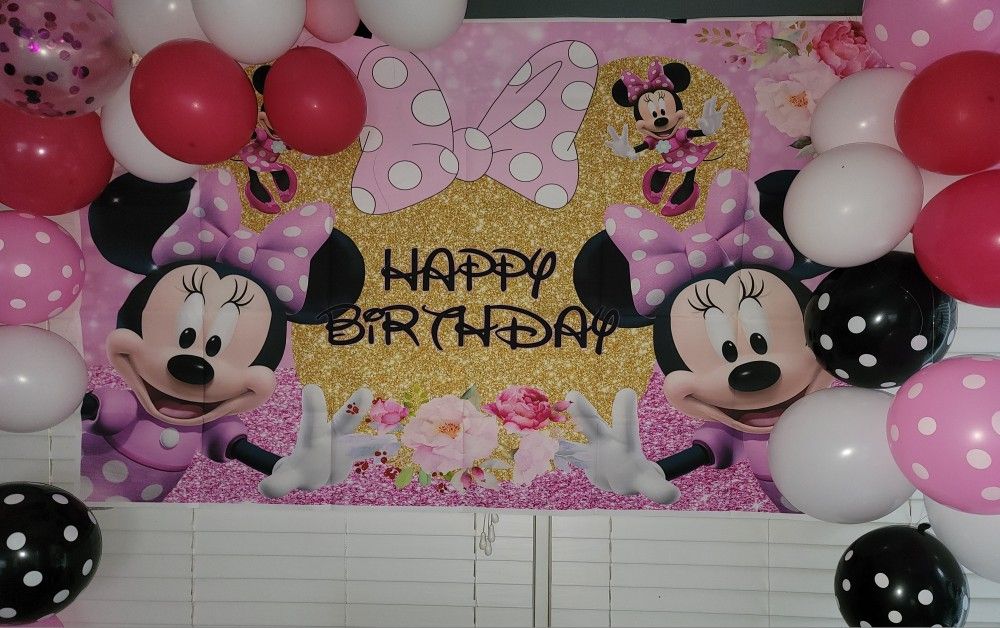 Minnie MOUSE HAPPY BIRTHDAY BACKDROP