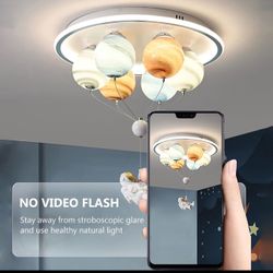 Astronaut Kids Room Ceiling Light – 6-Light LED Chandelier