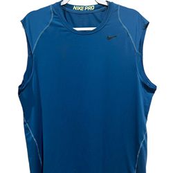 Nike Pro Dri Fit Men’s Fitted Blue Tank Top Sleeveless Shirt Size Extra Large XL