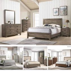 4- Pc Bedroom set Dresser,Mirror  Nightstand (1) Queen size bed frame  Not including Mattress and Box Sp
