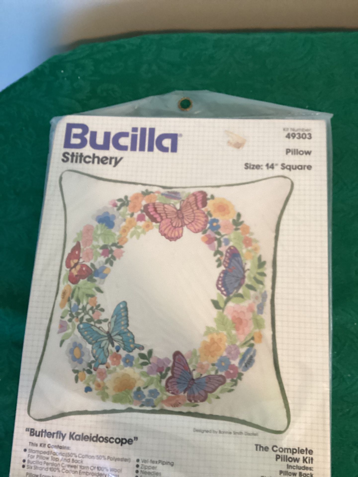 Bucilla Stitchery “Butterfly Kaleidoscope “ Pillow Kit #49303 14” Square Vintage NOS