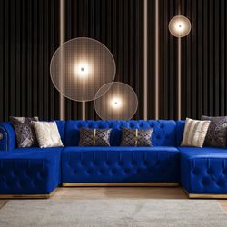 Royal Blue Velvet Sectional