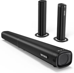 TOPVISION 2.2CH Sound Bar for TV, 100W TV Sound Bar with Bluetooth 5.3/HDMI ARC/Optical/AUX/USB, 3 Equalizer Modes, Bass Effect, 2 in 1 Detachable Sou