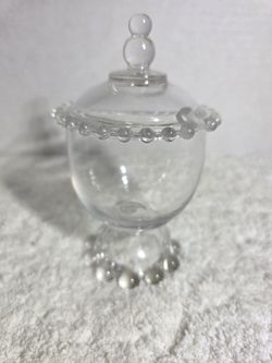Vintage Imperial Glass Co Candlewick Crystal Footed Marmalade Jar & Cover