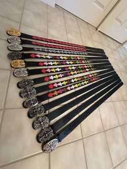 Leather Chrome Hearts inspired Belt