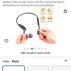 Bone Conduction Headphones Bluetooth 5.0 Open Ear Wireless Titanium HiFi Stereo with Mic Sweatproof Sports Headphones for Running Driving Cycling (Bla