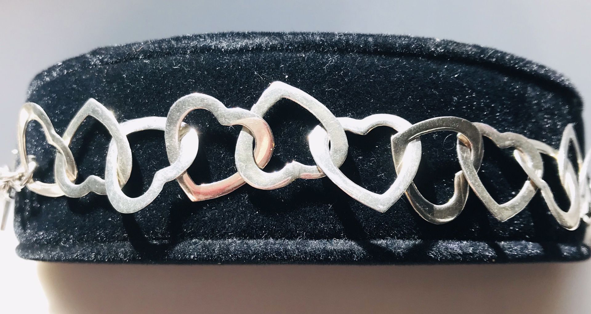 Sterling silver open heart link bracelet
