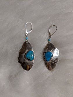 Sterling Silver Earrings With Turquoise Stones