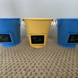 See Of 6 Metal Colorful Small Buckets 