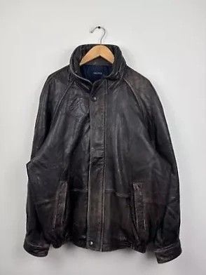 NICE NAUTICA BLACK LEATHER JACKET SIZE LARGE