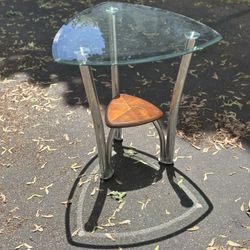 Metal chrome and glass modern accent  table