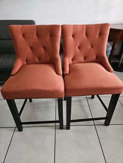 Set of 2 Tufted Upholstered Counter Height Stools