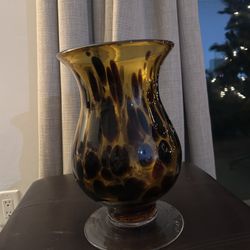 Brown glass candle holder / vase 