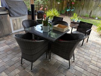Outside dinner glass table 4 chairs