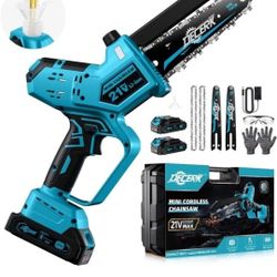 Mini Chainsaw Cordless - DECERK Brushless 6 Inch Electric Chain Saw, Portable