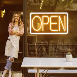 Open Sign for Business Storefront Window, Ultra Bright LED (White/Yellow) - 17in x 32in