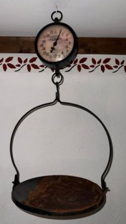 Antique Hanging Scale with Tray