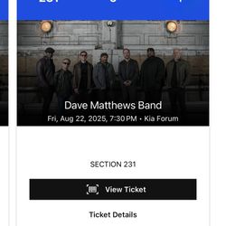Dave Matthews Band Tickets Friday 8/22/25 Kia Forum