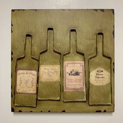 Rustic French Wine Themed Metalwork Wall Art