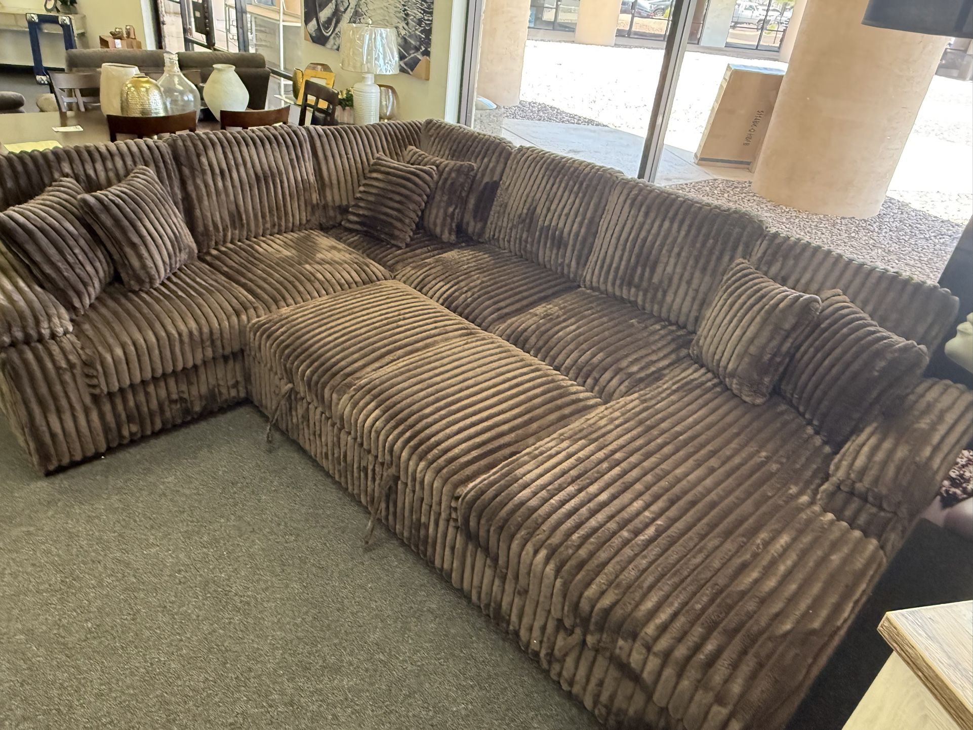 Teddy Bear Sleeper Sectional In Brown