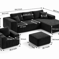 Large sofa with seat and ottoman all new in its box