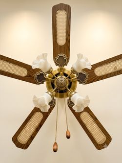 Vintage Brass Ceiling Fan with Light Kit