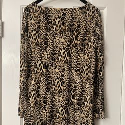 Chico Unsymmetrical Animal-Print Tunic Top Size 1/M