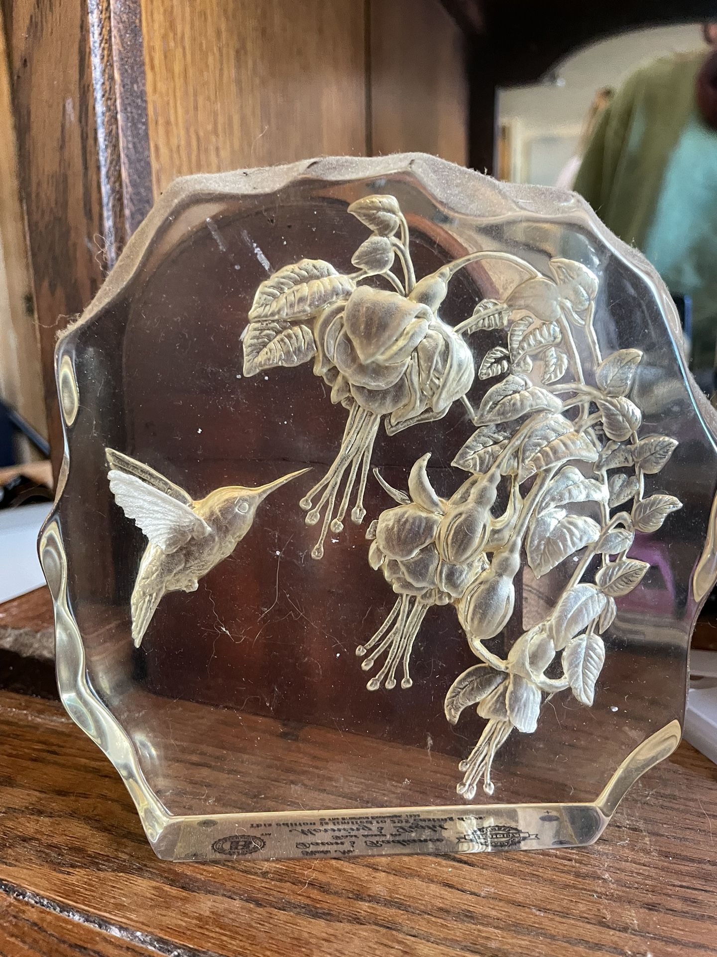 Vintage Bradford Exchange ‘Dawn’s Radiance’ paperweight hummingbird with flowers 1st issue in Morning’s light series limited edition