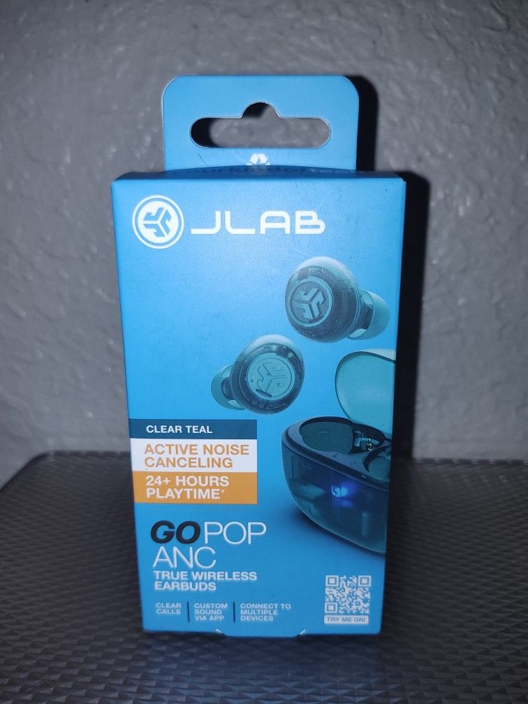 Brand NEW! π΅ JLAB-Go Pop ANC - True Wireless Earbuds-24hr+ PlayTime - Clear Teal (((PENDING PICK UP TODAY)))