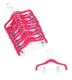 Move out sale: 12 Red velvet anti-slip kids hangers w clips