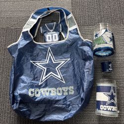 NFL Dallas Cowboy Collection Bag Shot Glass and 2 Tumblers 