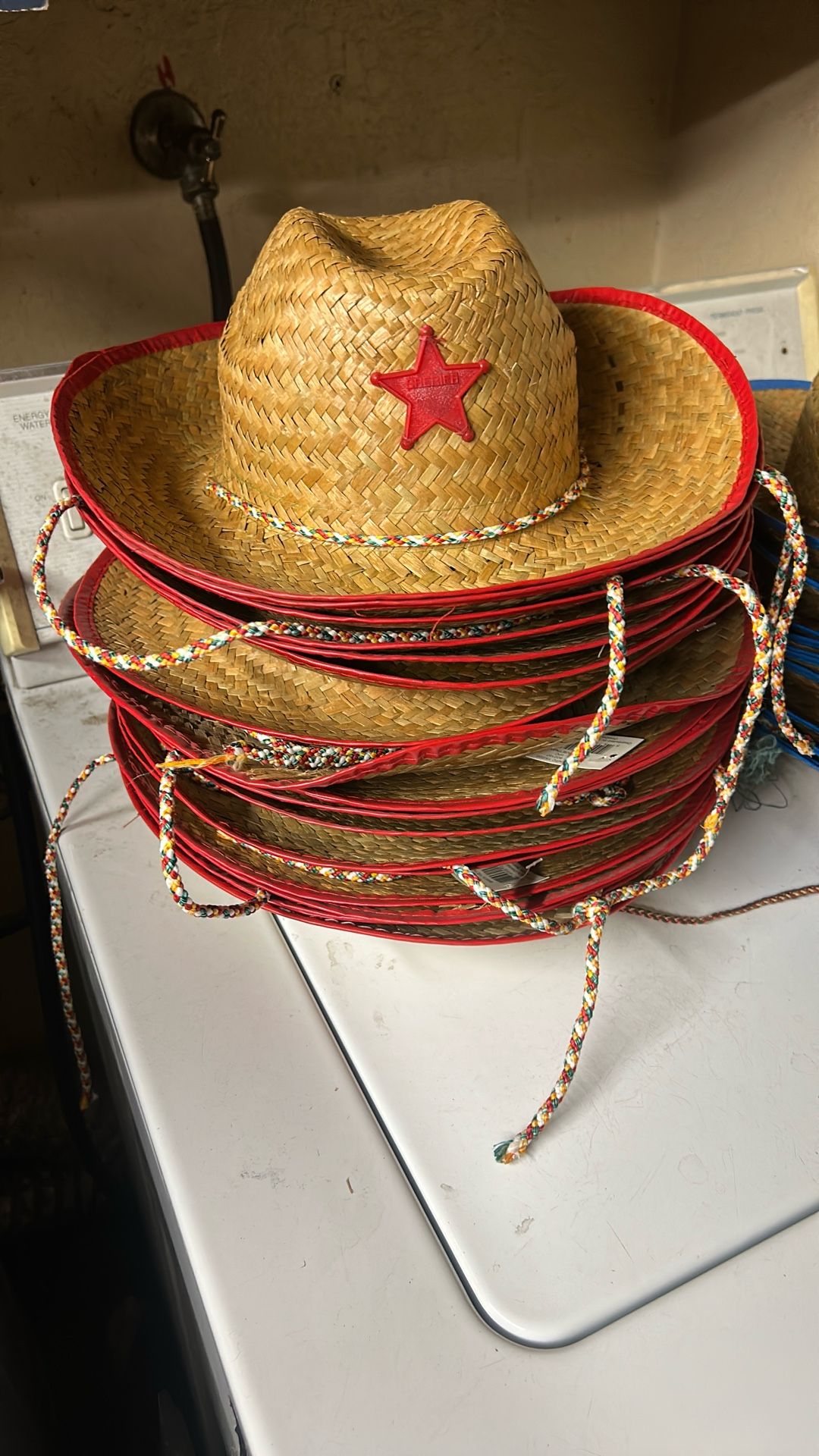 Red - Cowgirl Straw Hat- Sheriff Red Star
