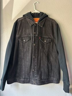 Black Hybrid Hoodie Trucker Jacket 