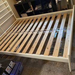 IKEA HEIMDAL QUEEN metal platform bed frame and slatted bed base