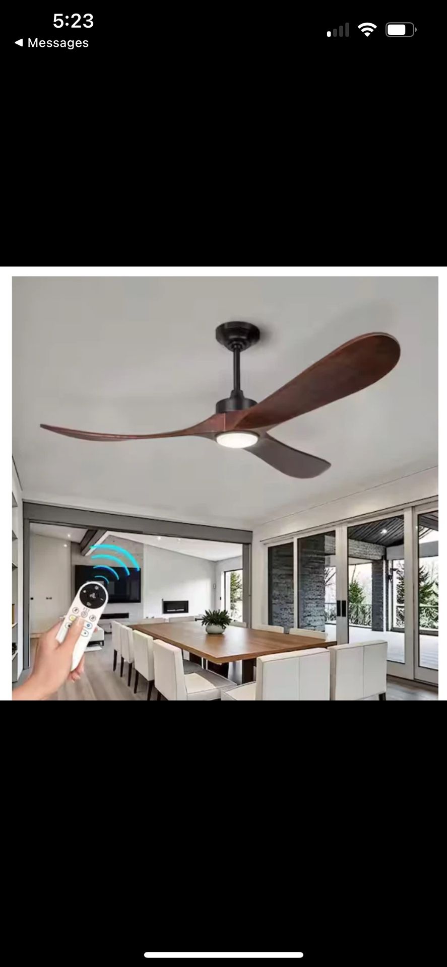 60 in. Black Indoor/Outdoor Solid Wood Ceiling Ceiling Fan with Remote Control