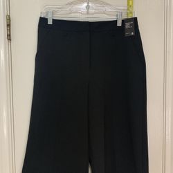 Womens New York & Company Black Wide Leg Crop Stretch Pants Size 6 NWT