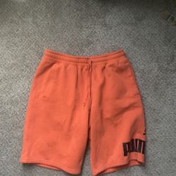 Puma Fleece Sweat Shorts – Men’s Medium Orange Athletic Shorts