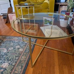 Set Of Glass And Gold Tables 