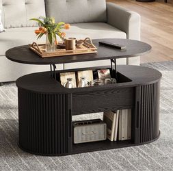 Free Delivery Lift Top Coffee Table, Oval Fluted Coffee Table with Storage