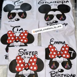 Custom Made Minnie & Mickey Birthday Shirts 🎉