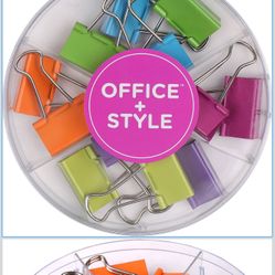 Binder Clips with Clear Plastic Storage Container - 12 Pieces 