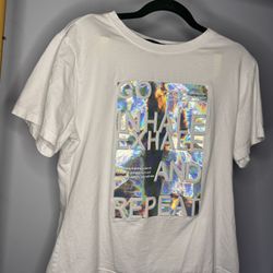 White and silver holographic graphic tee 