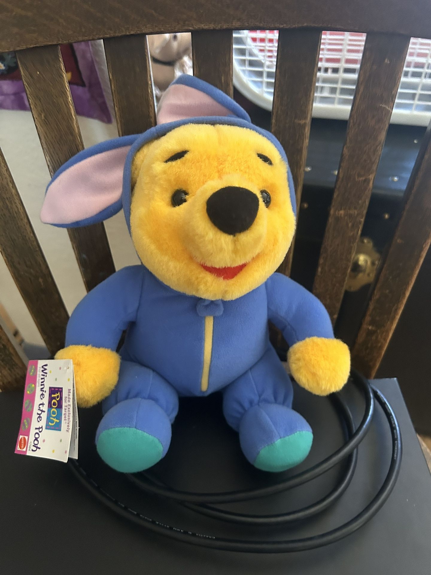 9” DISNEY EASTER BUNNY Winnie The POOH BEAR PLUSH PINK EARS