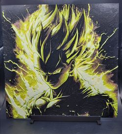 Dragon Ball Vegeta the Saiyan Prince UV Glow 3D Printed Art Board with Stand UV blacklight glow