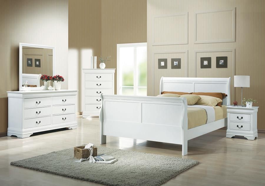 WHITE QUEEN BEDROOM SET 4PCS