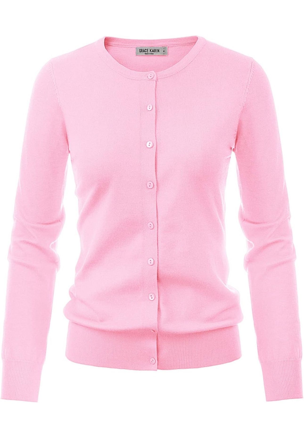Pink Cardigan Sweater.